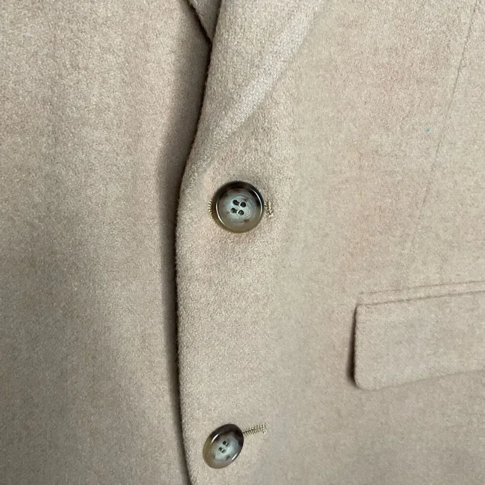 Bill Blass Men’s 42L Camel Hair‎ Blazer Tan Beige Sport Coat Jacket Two 2 Button